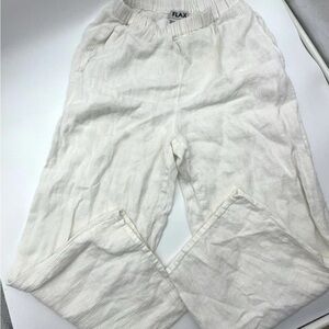 FLAX 100% Linen Crop Pants Ivory Textured Size Small Womens